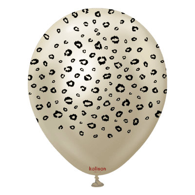 Safari Leopard - Mirror White Gold w. Black Ink 12 inch Kalisan Balloons 25pcs