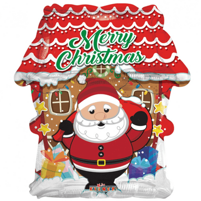 Santa and House Foil Balloon (Kaleidoscope 18
