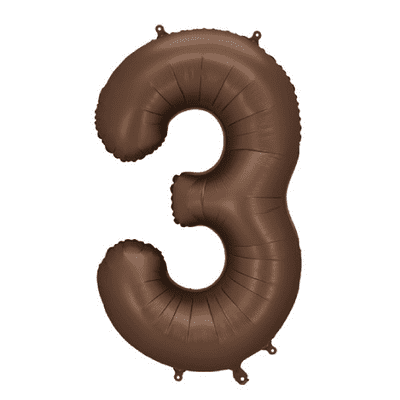 Satin Mocha Number 3 Balloon - 34