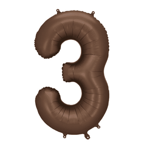 Satin Mocha Number 3 Balloon - 34