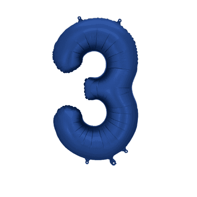 Satin Navy Number 3 Balloon - 34