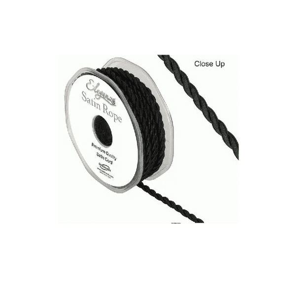 Black Eleganza Satin Rope Ribbon 4.5mm x 10m