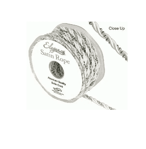 Pearl White Eleganza Satin Rope Ribbon 5.5mm x 10m