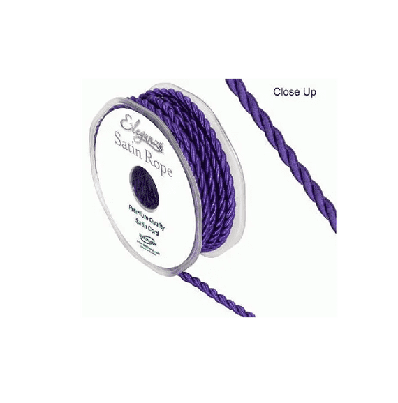Purple Eleganza Satin Rope Ribbon 4.5mm x 10m