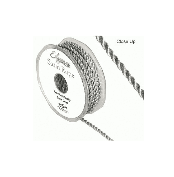 Silver Eleganza Satin Rope Ribbon 4.5mm x 10m