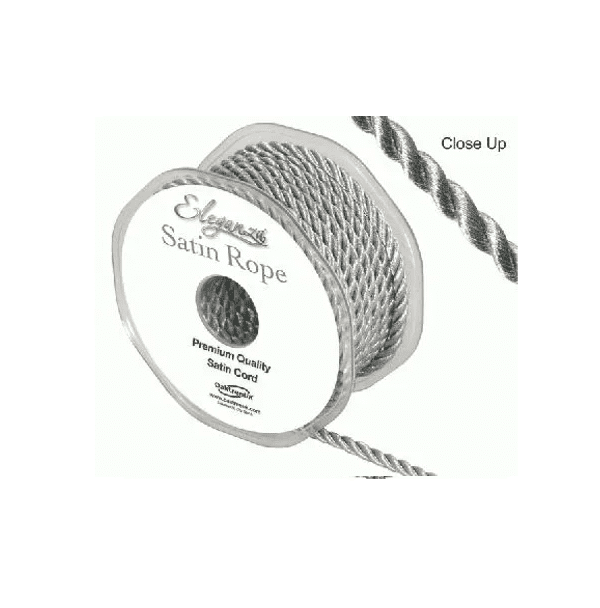 Silver Eleganza Satin Rope Ribbon 5.5mm x 10m