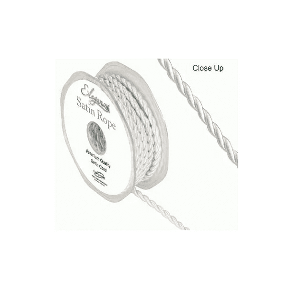 White Eleganza Satin Rope Ribbon 4.5mm x 10m
