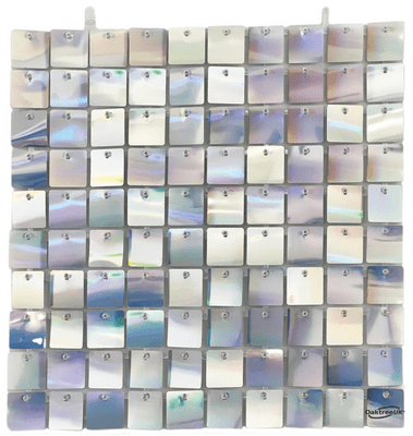 Sequin Wall Panel - Iridescent Silver (100 Squares) 30cm x 30cm