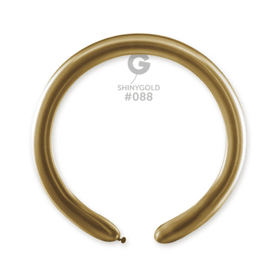 Shiny Gold 2 inch Modelling Balloons - Gemar 260Q Balloons 50pcs