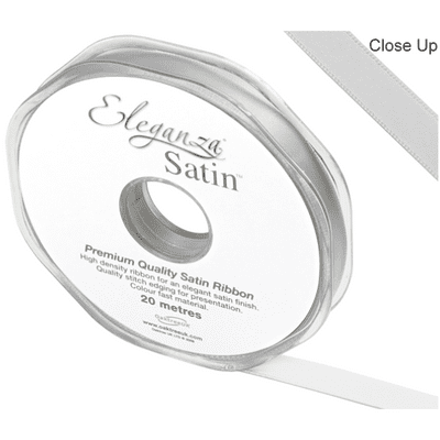 Silver Double Faced Satin Ribbon 10mm x 20m (Eleganza) 1pc