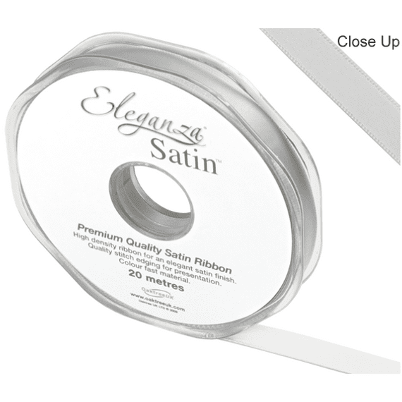 Silver Double Faced Satin Ribbon 10mm x 20m | Free Delivery