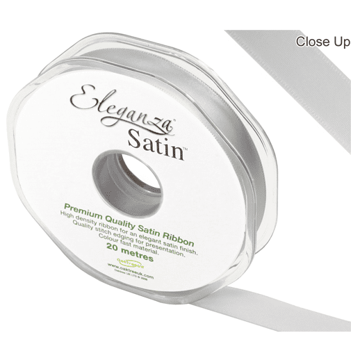 Silver Double Faced Satin Ribbon 15mm x 20m | Free Delivery