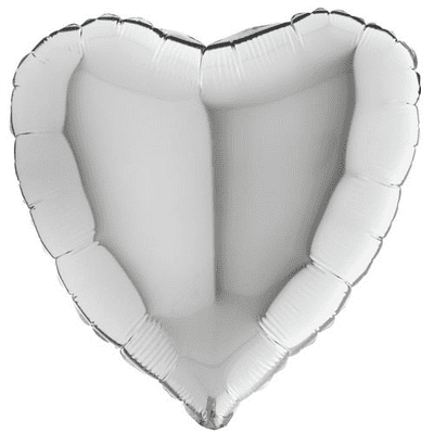 Silver Heart Foil Balloon (18