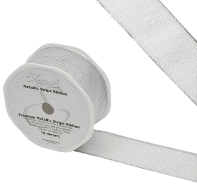 Silver Metallic Stripe Ribbon 38mm x 10m (Eleganza) 1pc