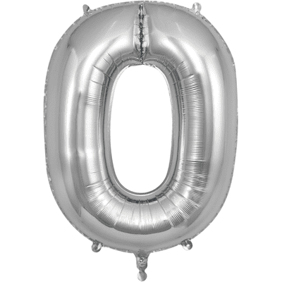 Silver Number 0 Balloon - Foil Number Balloon 1pc (34