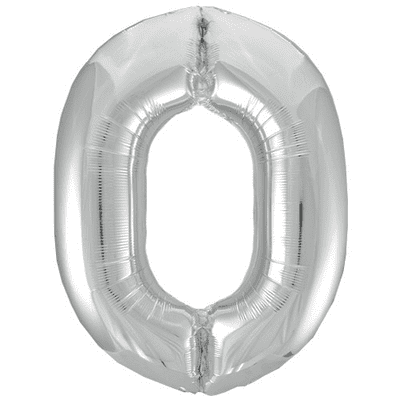 Silver Number 0 Balloon - Foil Number Balloon 1pc (34