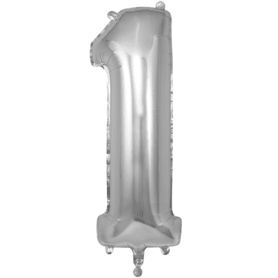 Silver Number 1 Balloon - Foil Number Balloon 1pc (34