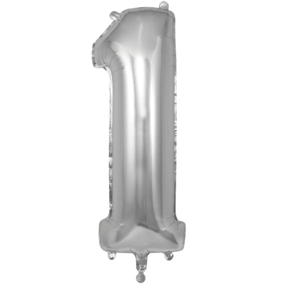 Silver Number 1 Balloon - Oaktree Number Balloon | Free Delivery