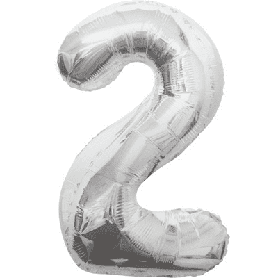 Silver Number 2 Balloon - Foil Number Balloon 1pc (34