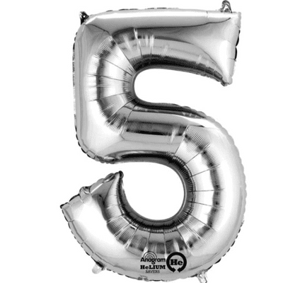 Silver Number 5 Mini-Foil Balloon (16
