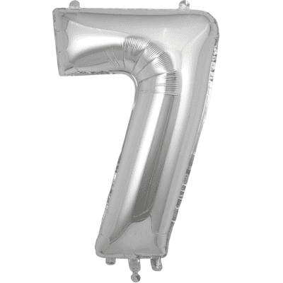 Silver Number 7 Balloon - Foil Number Balloon 1pc (34