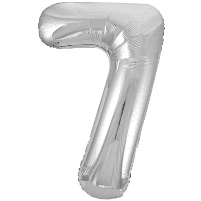 Silver Number 7 Balloon - Foil Number Balloon 1pc (34