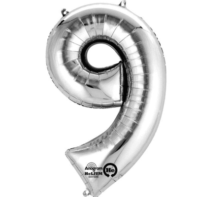 Silver Number 9 Mini-Foil Balloon (16