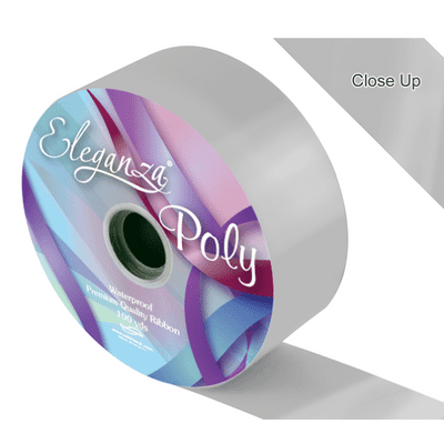 Silver Poly Ribbon 50mm x  91m (Eleganza) 1pc