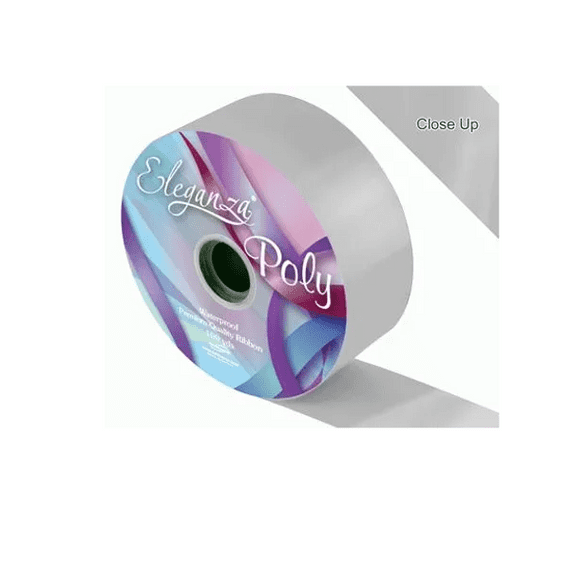 Silver Poly Ribbon 50mm x  91m | Free Delivery