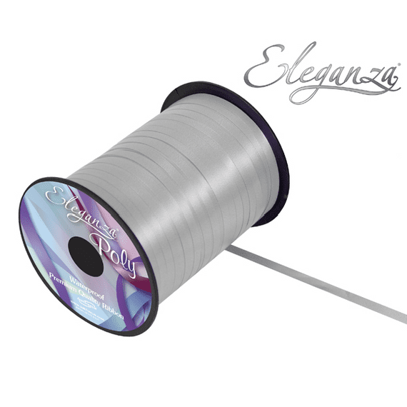 Eleganza Silver Balloon Ribbon - 500 yard x 5mm curling ribbon for balloons.