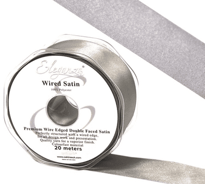 Silver Wired Edge Double Faced Satin Ribbon 38mm x 20m (Eleganza) 1pc