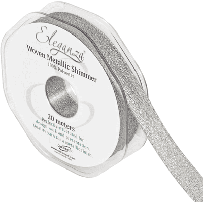Silver Woven Metallic Shimmer Ribbon 15mm x 20m (Eleganza) 1pc