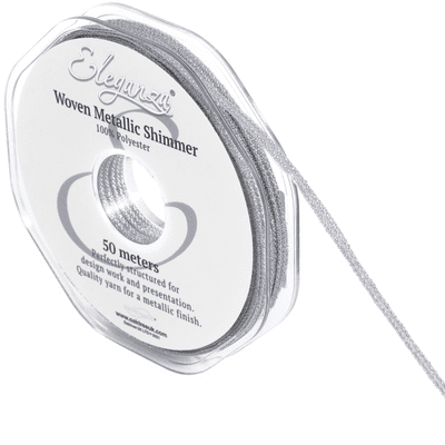 Silver Woven Metallic Shimmer Ribbon 3mm x 50m (Eleganza) 1pc
