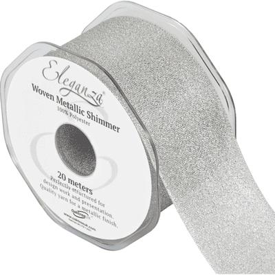 Silver Woven Metallic Shimmer Ribbon 50mm x 20m (Eleganza) 1pc