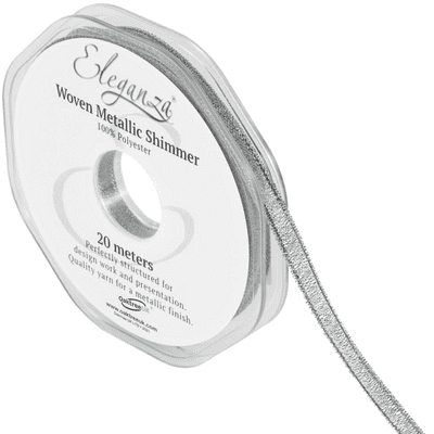 Silver Woven Metallic Shimmer Ribbon 6mm x 20m (Eleganza) 1pc