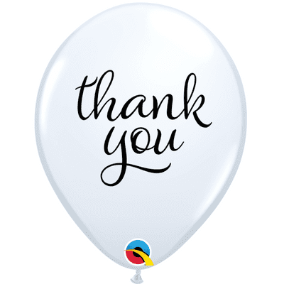 Simply Thank You Balloons (White) - 11 Inch Balloons 25pcs