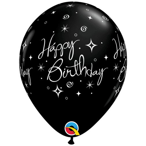 Black Sparkles Birthday Balloons  | Free Delivery Available