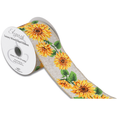 Sunflower Natural Wired Edge Ribbon 63mm x 9m (Eleganza) 1pc