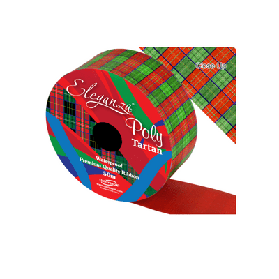 Tartan Poly Ribbon 50mm x 50m (Eleganza) 1pc