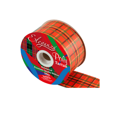 Tartan Red Double Sided Poly Ribbon 50mm x 50m (Eleganza) 1pc