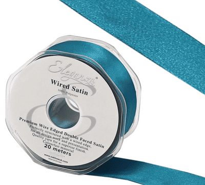 Teal Wired Edge Double Faced Satin Ribbon 25mm x 20m (Eleganza) 1pc