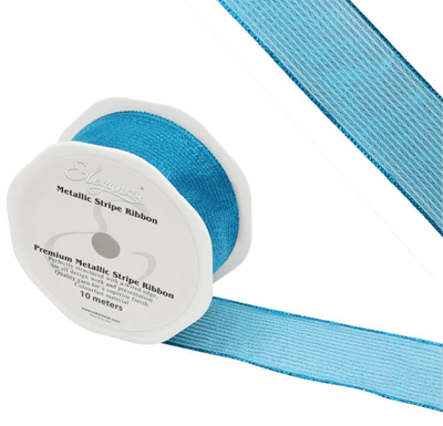 Turquoise Metallic Stripe Ribbon 38mm x 10m (Eleganza) 1pc