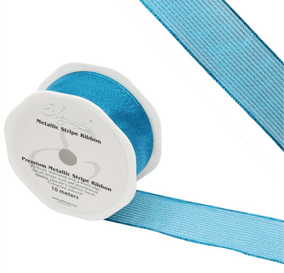 Turquoise Metallic Stripe Ribbon 38mm x 10m (Eleganza)