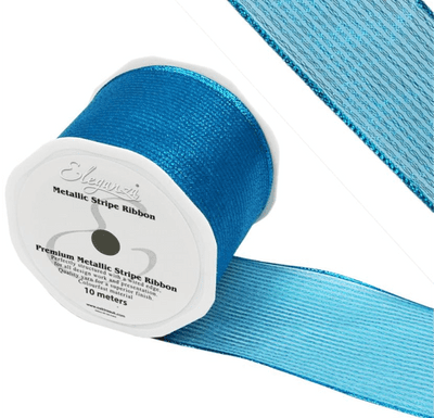 Turquoise Metallic Stripe Ribbon 63mm x 10m (Eleganza) 1pc