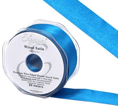 Turquoise Wired Edge Double Faced Satin Ribbon 25mm x 20m (Eleganza) 1pc