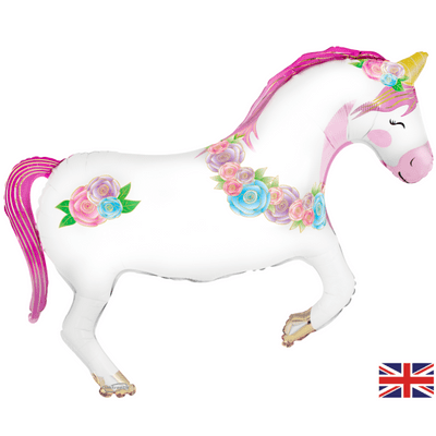 Unicorn Flowers Large Foil Balloon 1pc (Oaktree 35