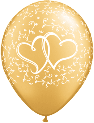 Wedding Balloons Entwined Hrts (Gold) - 11 Inch Balloons 25pcs