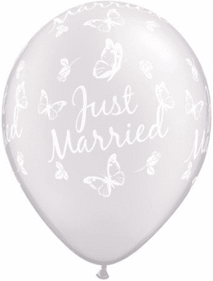 Wedding Balloons Married Butterflies (White) - 11 Inch Balloons 25pcs
