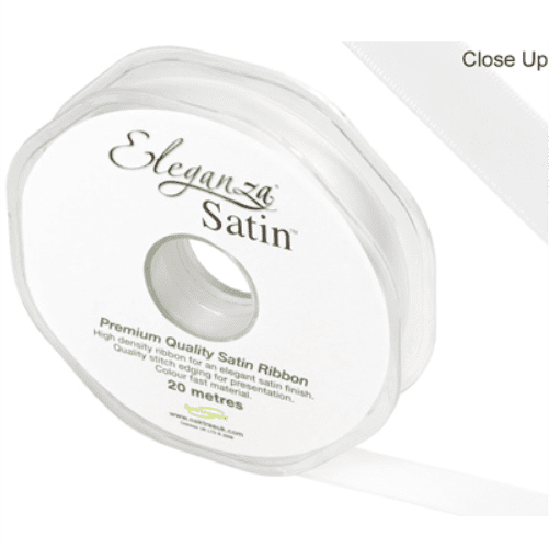 White Double Faced Satin Ribbon 15mm x 20m | Free Delivery