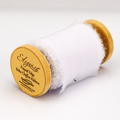 White Frayed Edge Chiffon Ribbon 50mm x 5m (Eleganza) 1pc